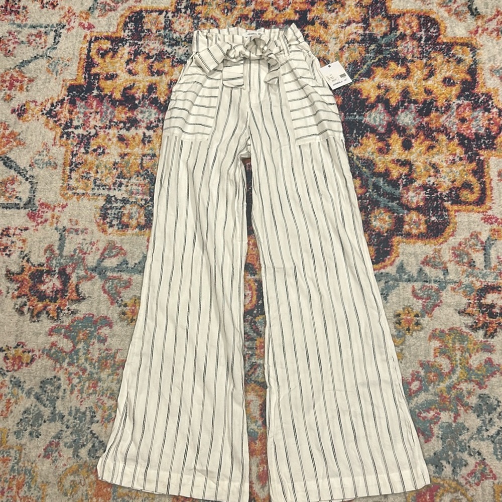 Embroidered Stripes O'Neill Linen Pants